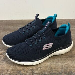 Skechers Women’s Navy Knit Slip-On Walking Sneakers | Size 6.5